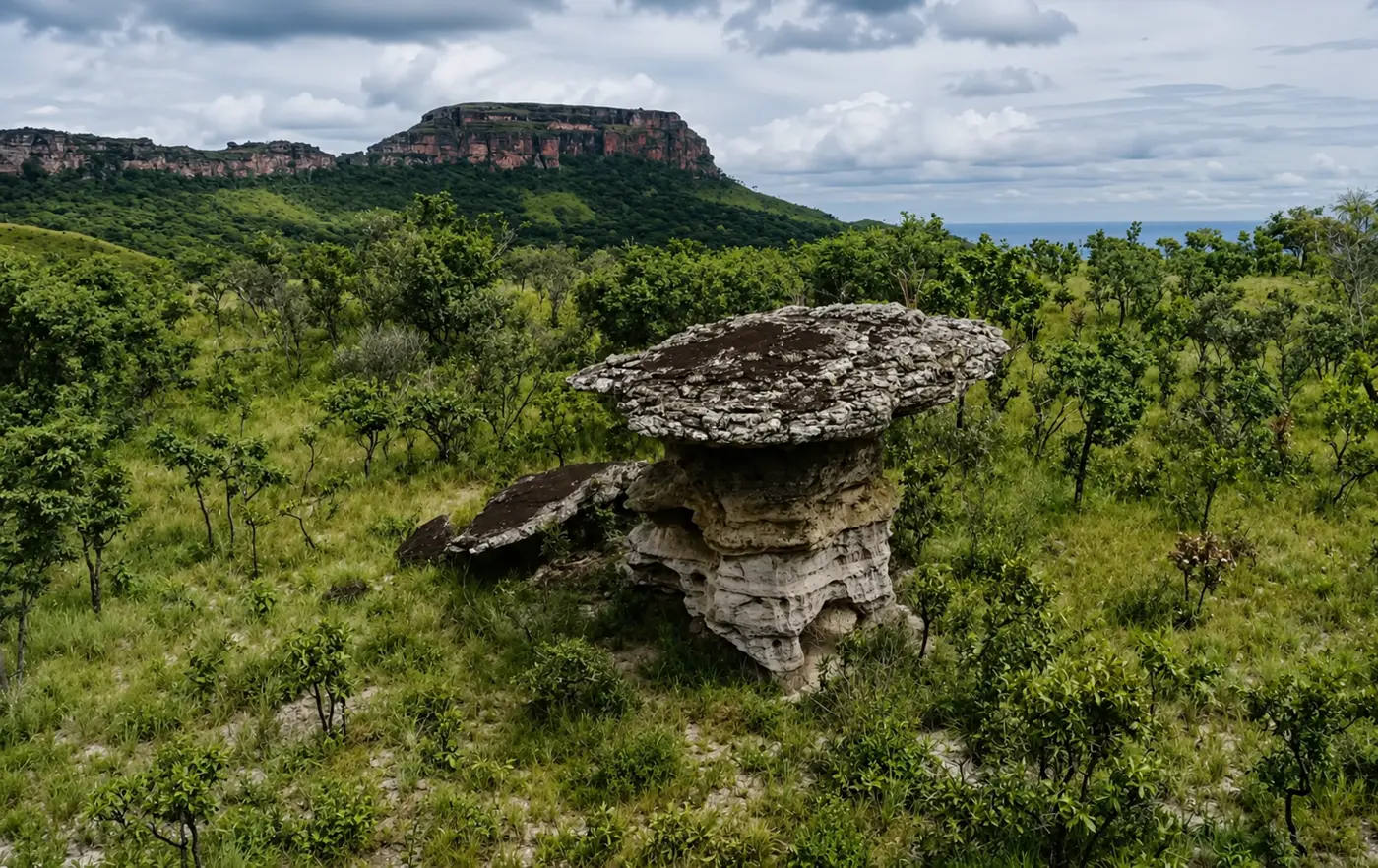 Família visitando um terreno em Chapada dos Guimarães